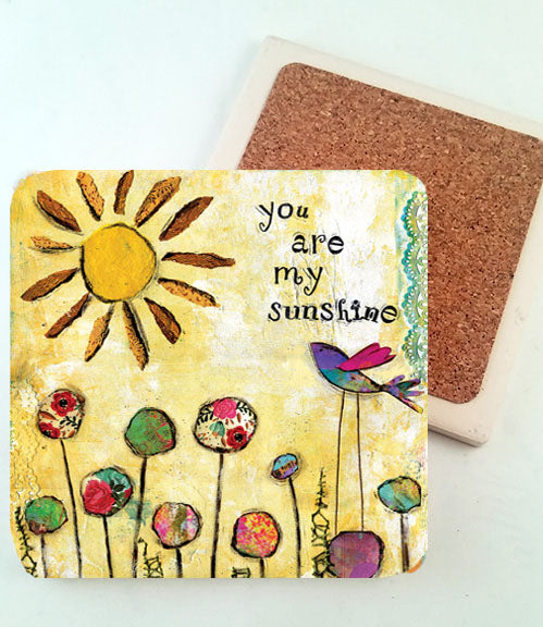 You are My Sunshine absorbent stone coaster