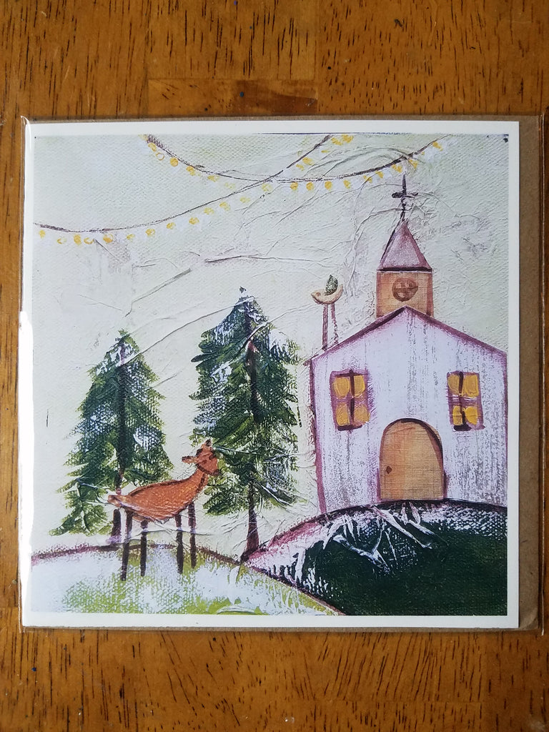 Church in the Woods   5 x 5 card with envelope