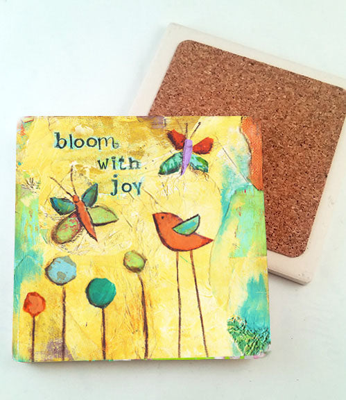 Bloom with Joy.. absorbant stone coaster