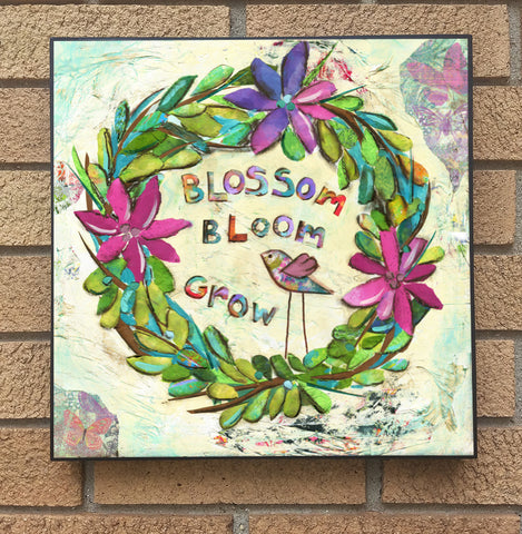 Blossom, Bloom, Grow... wood block print