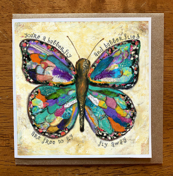 Butterflies Are free to Fly.. 5 x 5 greeting card