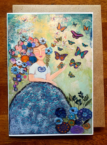 Butterfly Girl 5" x 7" Card