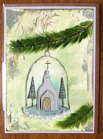 Church in a globe 5 x 7 card with envelope