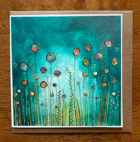 Fireflies in the Meadow.... 5 x 5 greeting card