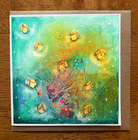 Firefly Frenzy..... 5 x 5 greeting card