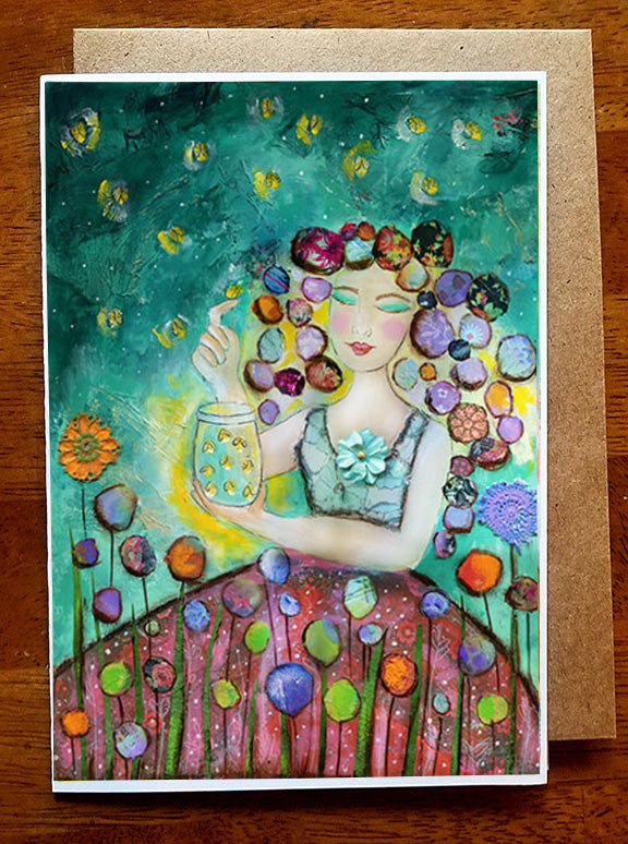 Firefly Girl.. 5 x 7 Greeting Card