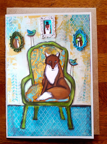 Fox and Family.. Greeting Card