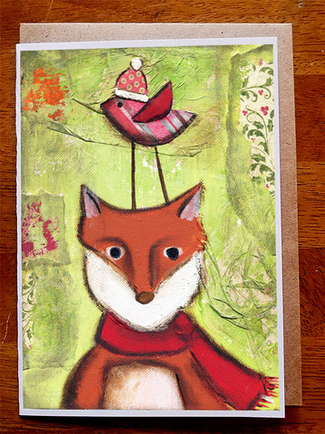 Christmas Fox.... 5 x 7 card with envelope