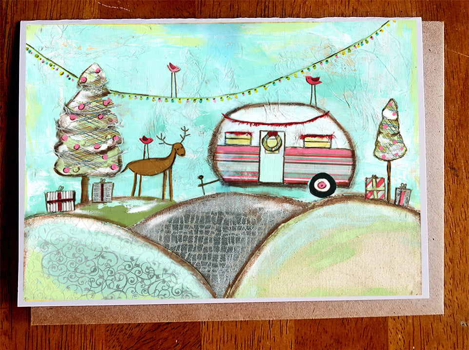 Glamping Christmas  5 x 7 card with envelope