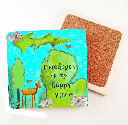 Michigan is my Happy Place. absorbant stone coaster