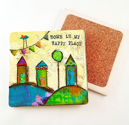 Home is My Happy Place.. absorbant stone coaster