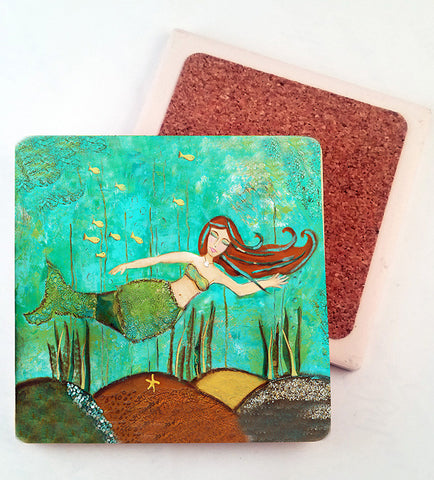 Mermaid.. absorbant stone coaster