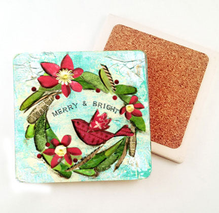Merry and Bright II..... absorbant stone coaster