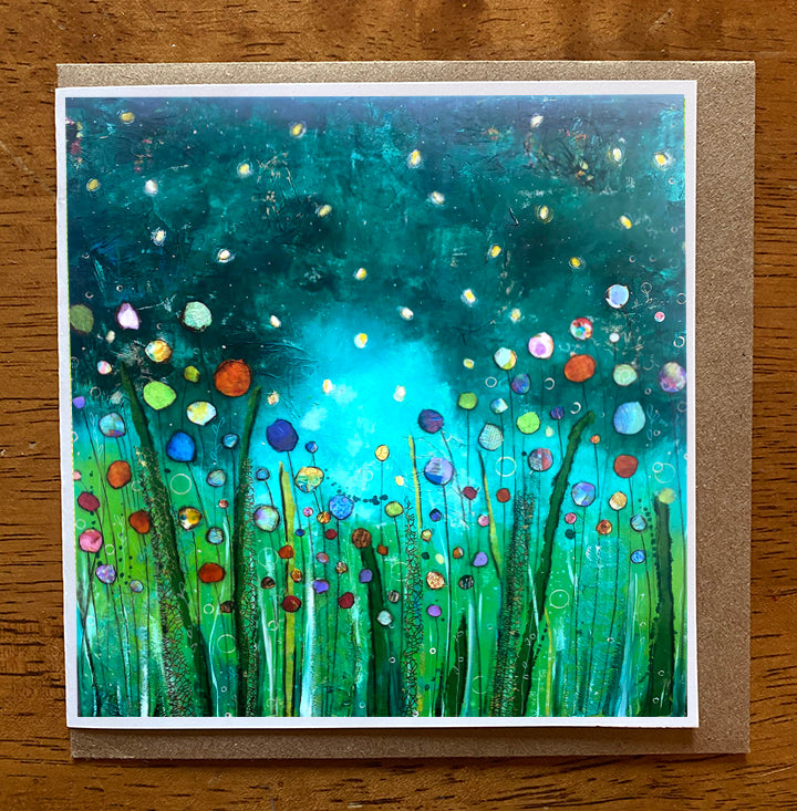 Midnight Fireflies 5 x 5 greeting card