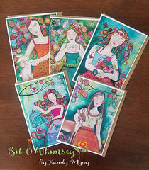 Female figures...Greeting Card Set, Set of 5 Cards 5" x 7"