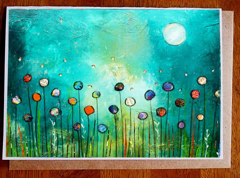 Moonlight Fireflies.. 5 x 7 Greeting Card