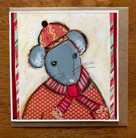 Christmas Mouse  5 x 5 card with envelope
