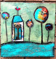 My Heart is in My Home  10" x 10" ....Original Mixed Media Collage