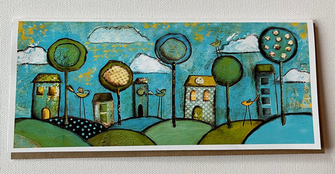 Village of Whimsey.... 4" x 9.5" greeting card