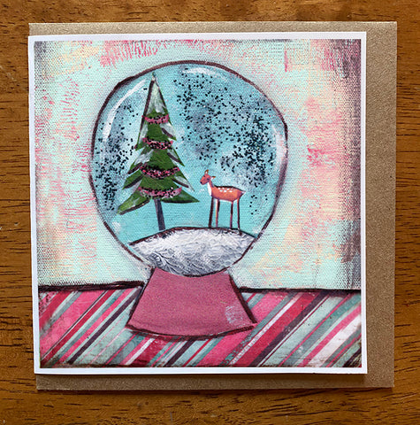 Snowglobe   5 x 5 card with envelope