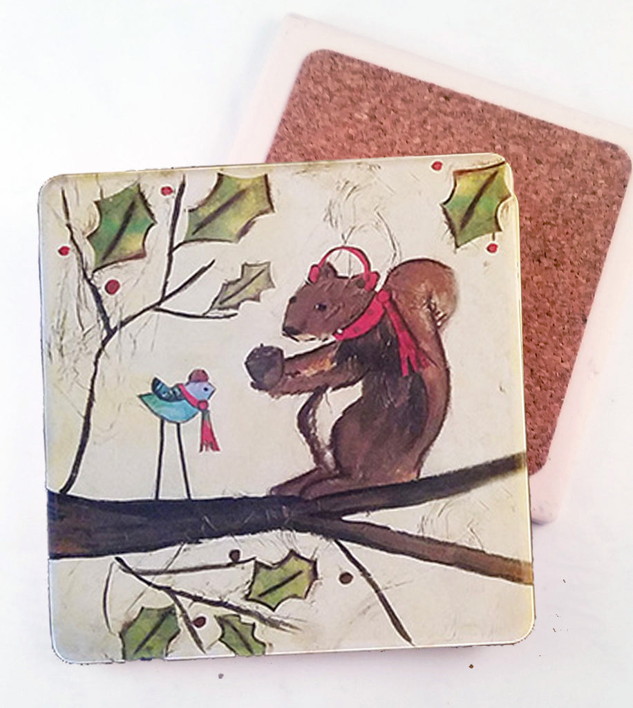 Squirrel..Absorbant Stone Coaster