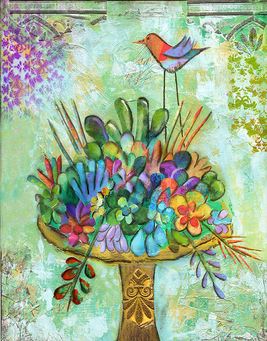 Succulent Birdbath