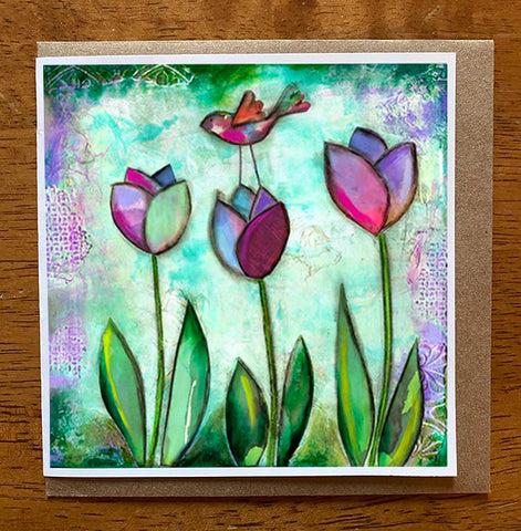 Tulips are Blooming.. 5 x 5 greeting card