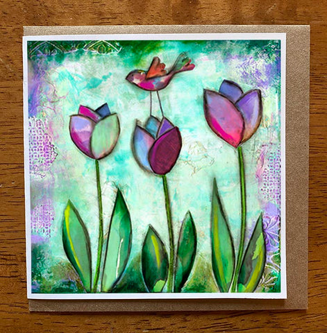 Tulips are Blooming.. 5 x 5 greeting card