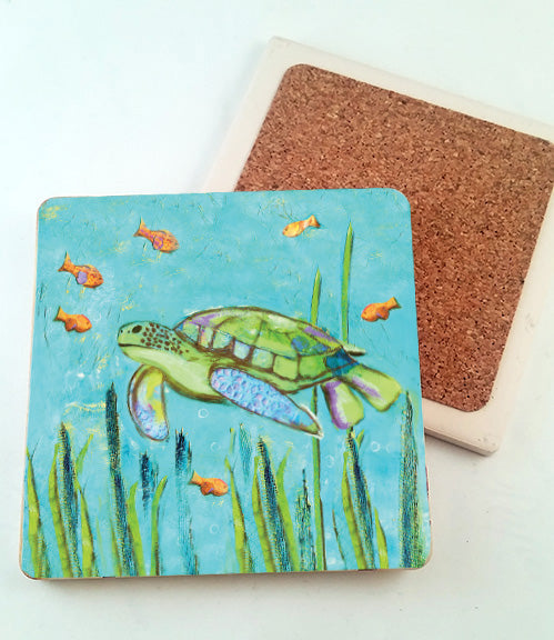 Sea Turtle.. absorbent stone coaster