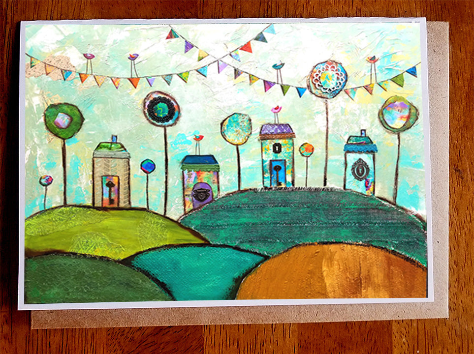 Village of Whimsey....5 x 7. Greeting Card