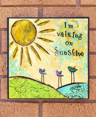 Walking on Sunshine.. wood block print